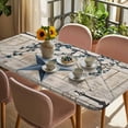 thumbnail image 3 of Texas Star Vintage Table Cloths for 5 Foot Rectangle Tables, Retro Navy Blue Berry Wooden Patio Waterproof Elastic Fitted Tablecloths, Washable Rectangular Table Cover for Camping, 3 of 8