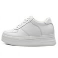 thumbnail image 2 of CMR CHAMARIPA Elevator Shoes For Women - Classic White Leather Sneakers 8CM / 3.15 Inches, 2 of 9