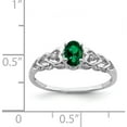 thumbnail image 2 of Sterling Silver Rhodium-Plated Created Emerald & Diam. Ring (Size 9) Made In India qbr23may-9, 2 of 5