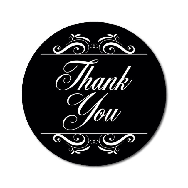 Darling Souvenir Round 1.6 Inches Swirl Border Thank You Black Stickers Non Customized Gift-45 Pcs