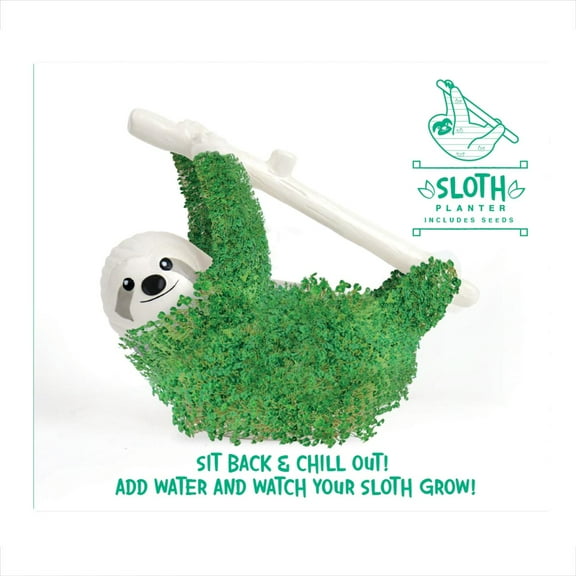 Sloth Shaped Chia Planter and Seeds - Desktop Sprouting Chia Animal - Fun Grow Kit Gift Idea