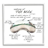 Stupell Industries Cloud Gate Chicago Bean Sculpture Educational Chart Diagram Graphic Art White Framed Art Print Wall Art, Design by Dishique