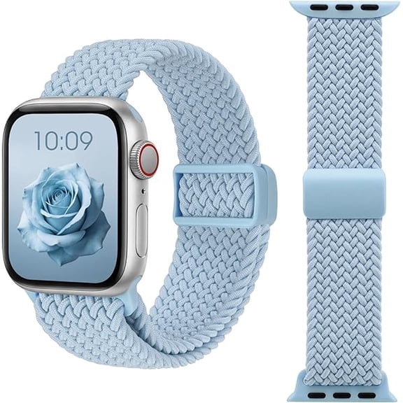 Braided Stretchy Band Compatible with Apple Watch Band 38mm 40mm 41mm 42mm 44mm 45mm 46mm 49mm for Women Men, Elastic Nylon Magnetic Strap for iWatch Series 11 10 9 8 7 6 5 4 3 2 1 SE Ultra