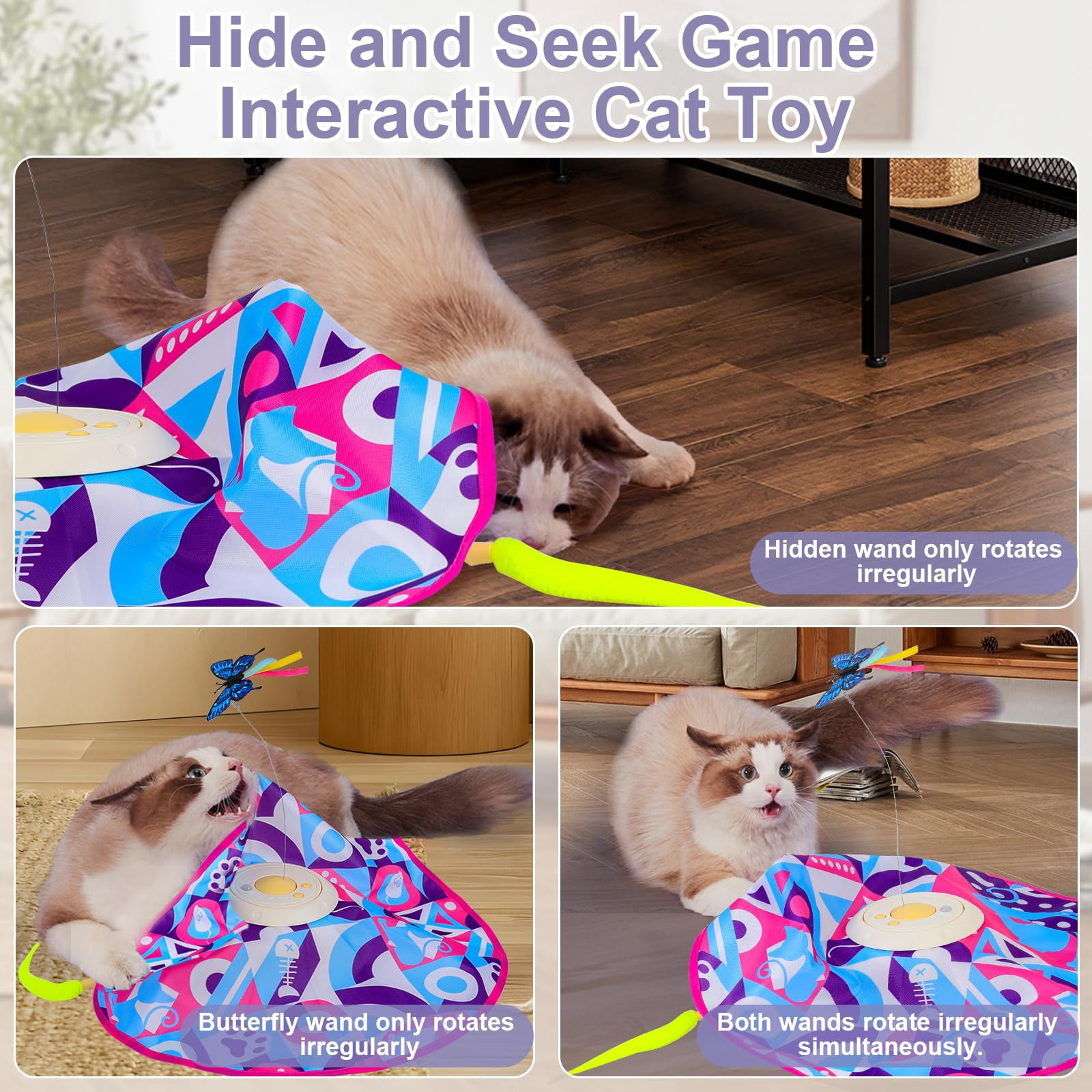 Rechargeable Cat Toys And Seek Game Interactive For Indoor Cats Moving Wand Touch Activated Enrichment Bored Adult Cats(pink)