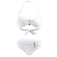 thumbnail image 3 of TEVEQ Women Bikini Split Swimsuit Set Neck Hanging U Decoration Two Swimsuit Set Swim Suits for Women 2025 Bikini Sets for Women Bathing Suit for Women Bikini 2025 New Triangle Bikini Sets White M, 3 of 6