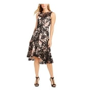 TAYLOR $138 Womens New Black Floral Lace Sleeveless A-Line Dress 6P Petites B+B