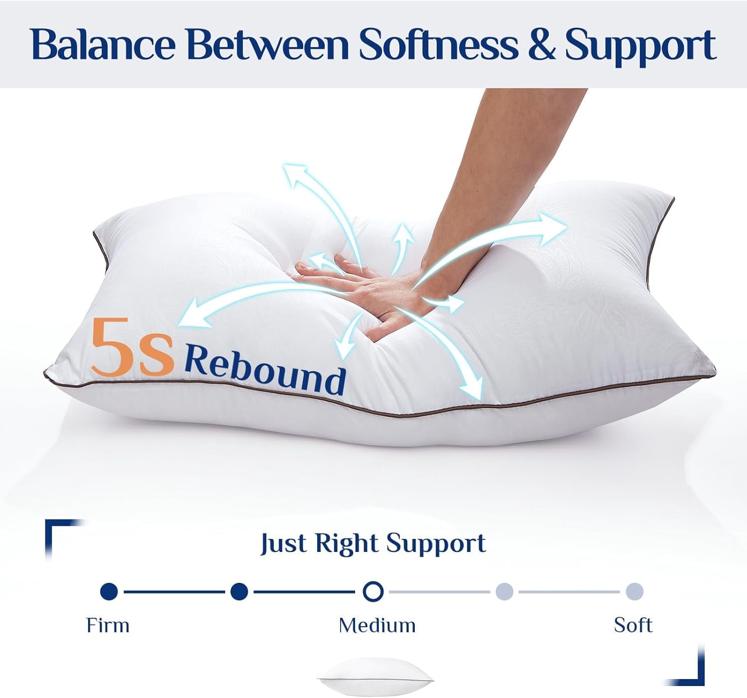 SUSIELADY Standard Size Pillows Full Size Set of 2 for Side and Back Sleepers, Down Alternative Hotel Collection Sleeping Pillow