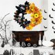 thumbnail image 5 of Coronas de Halloween para puerta de entrada Corona de Halloween de calavera con murciélagos de luz negra y hojas de arce Hola como se muestra, como se muestra, 5 of 5