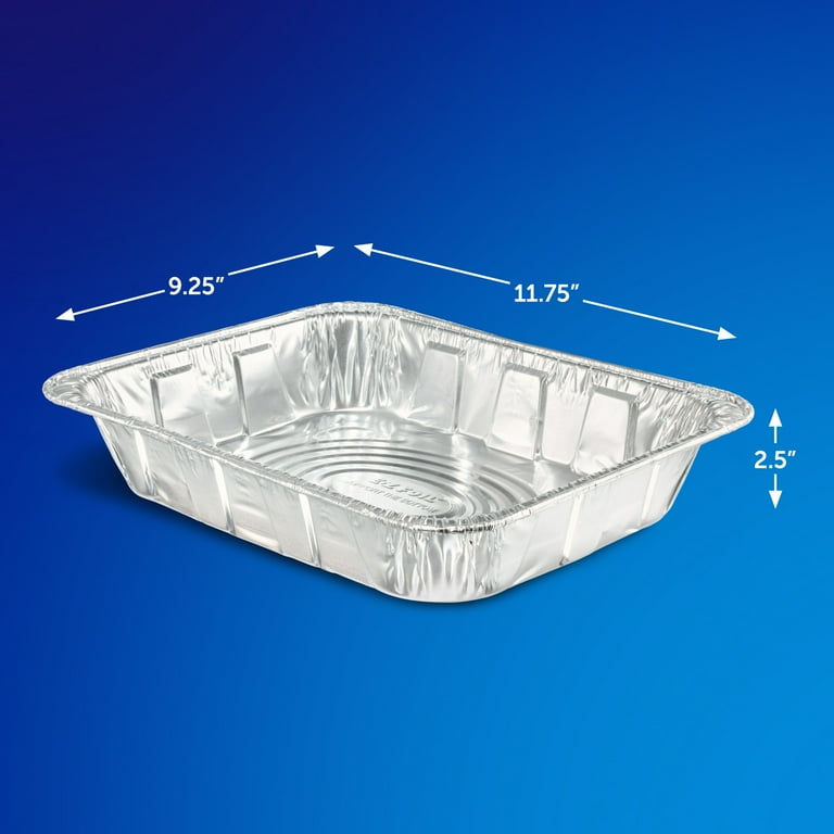 EZ Foil Heavy Duty Aluminum Roasting Pans with Lids, 12x9x3 inches