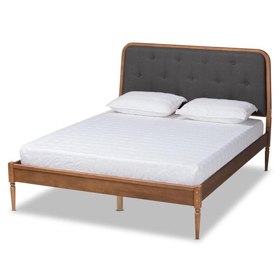Baxton Studio Diantha Dark Grey and Brown Finished Wood Full Size Platform Bed