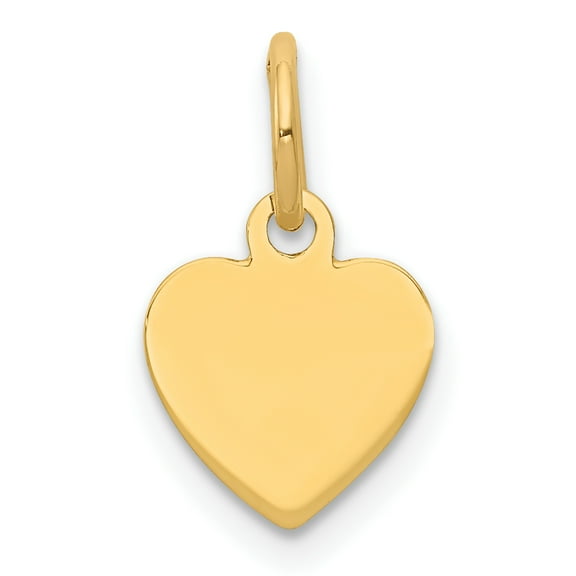 14k Yellow Gold Solid Polished Plain .013 Gauge Engraveable Love Heart Disc Charm 14x9mm Wide Pendant Necklace for Women