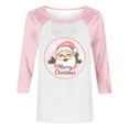 thumbnail image 4 of Fall Fashion Must Haves Women's 3/4 Sleeve Raglan Shirt Round Neck with Santa Claus Pattern Tees Tshirts Tops Blouse for Festive Wear Women Fall Clothes, 4 of 4