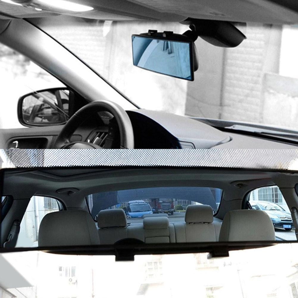 healthwen Universal 300mm Car Rear Mirror Wide-angle Rearview Mirror Auto Wide Convex Curve Interior Clip On Rear View Mirror black & white 