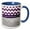 Blue/White, variant on 3drose, Contemporary Purple and White Chevron Stripes, Silver Diamond Design, 11oz Two-tone Blue Mug