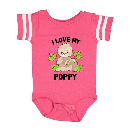 

Inktastic Cute Sloth I Love My Poppy with Green Leaves Gift Baby Boy or Baby Girl Bodysuit
