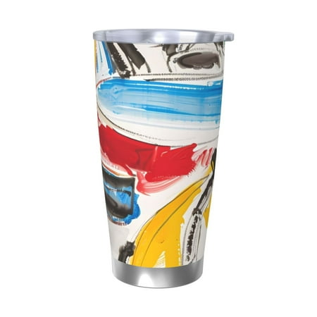 

Goofa Colorful Abstract Bumper Cars for 20 oz Skinny Tumbler Stainless Steel Coffee Mug Slim Vacuum Insulated Travel Cup Car Cup-Without Straw