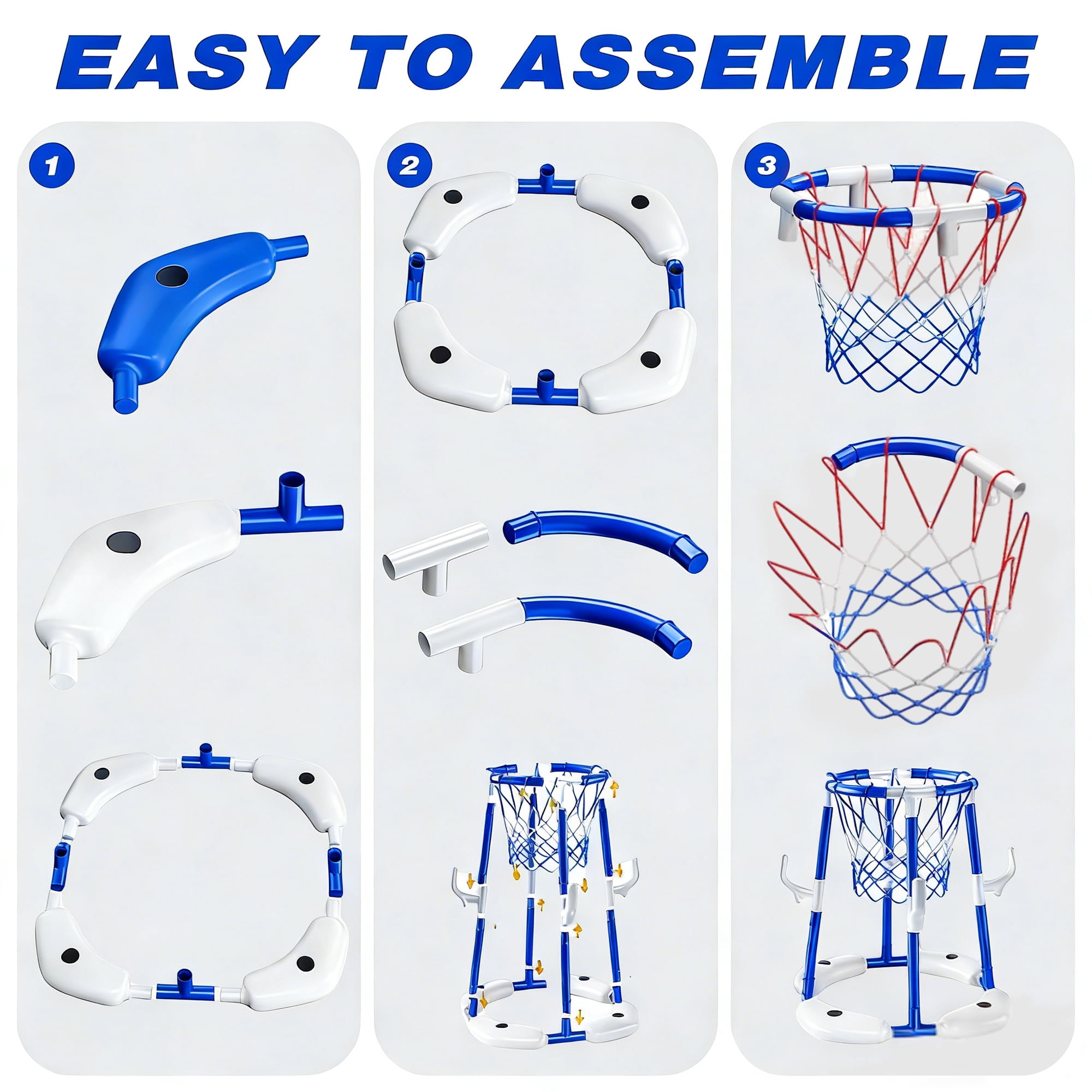JBeeCtrl Pool Basketball Hoop Toys for Kids Ages 4-8 8-12 & Adult Floating Basketball Hoop Summer Outdoor Swimming Pool Games Water Play Toys Family Party for Kids（Blue）