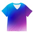 thumbnail image 4 of Wang6 Plus Size V Neck Tshirts for Women Causal Color Blocking Graphic Tees Summer Loose Fit Short Sleeve Tops Dark Purple XXXL, 4 of 4