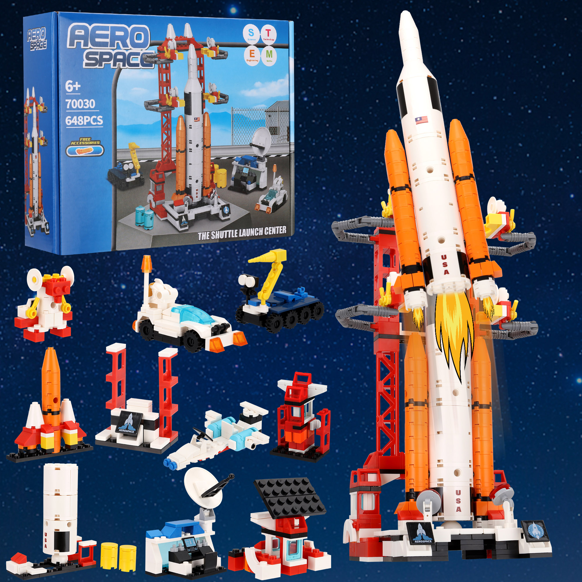 DODOING 648 Piece Building Block Rocket Booster Theme Set