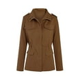 thumbnail image 2 of Daeful Ladies Coat Long Sleeve Outwear Fall Lapel Slim Fit Military Jacket Brown M, 2 of 7