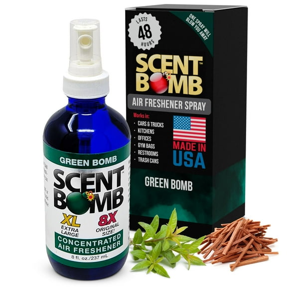 Scent Bomb Green Bomb Air Freshener 8 oz Spray, Long-Lasting Odor Eliminator for Home & Car, Effective Deodorizer Spray for Kitchen, Bathroom, Fresh Room Spray & Smell Neutralizer