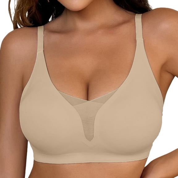 MEICHEN Trendy Solid Seamless Underwear Jelly Bras for Women Casual Push Up Full Coverage Bralettes Summer Essentials Fall Fashion Clothing