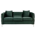thumbnail image 2 of Lilola Home Bayberry Collection Velvet Sofa with 3 Throw Pillows, Green, 2 of 9