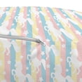 thumbnail image 3 of Unicorn Pouf Cover with Zipper, Pastel Colored Vertical Stripes with White Unicorn Silhouettes and Stars Fantasy, Soft Decorative Fabric Unstuffed Case, 30" W X 17.3" L, Multicolor, by Ambesonne, 3 of 5