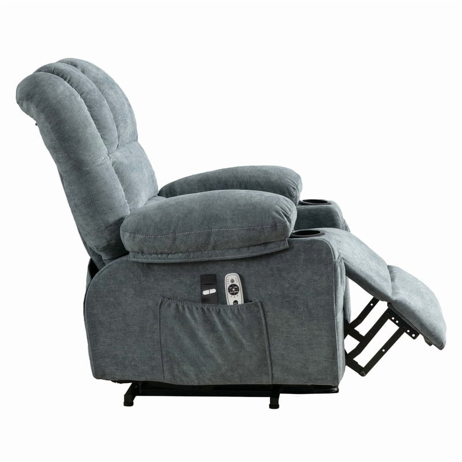 Lift Chairs, Power Lift Recliner Chairs for Elderly with Heat and Massage, 23.23" Seat Oversize Power Reclining Sofa Chairs for Living Room, with Side Pocket, Cup Holder, USB Port, Blue