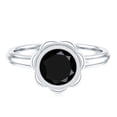 thumbnail image 4 of Rosec Jewels Real Black Onyx Flower Engagement Ring 1 Carat - Bezel Set Onyx Solitaire Ring - AAA Grade - with Jewelry Box, 18K White Gold, US 9.00, 4 of 8