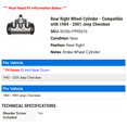 thumbnail image 2 of Rear Right Wheel Cylinder - Compatible with 1984 - 2001 Jeep Cherokee 1985 1986 1987 1988 1989 1990 1991 1992 1993 1994 1995 1996 1997 1998 1999 2000, 2 of 2