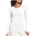 thumbnail image 2 of Babcutegg Womens T Shirts, Crew Neck Long Sleeve Soild Color Tops for Women White S, 2 of 7
