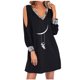 thumbnail image 1 of Mini vestido de manga larga con cuello en V sin tirantes con estampado informal sexy para mujer a la moda Pompotops hdfakjf5814, 1 of 8