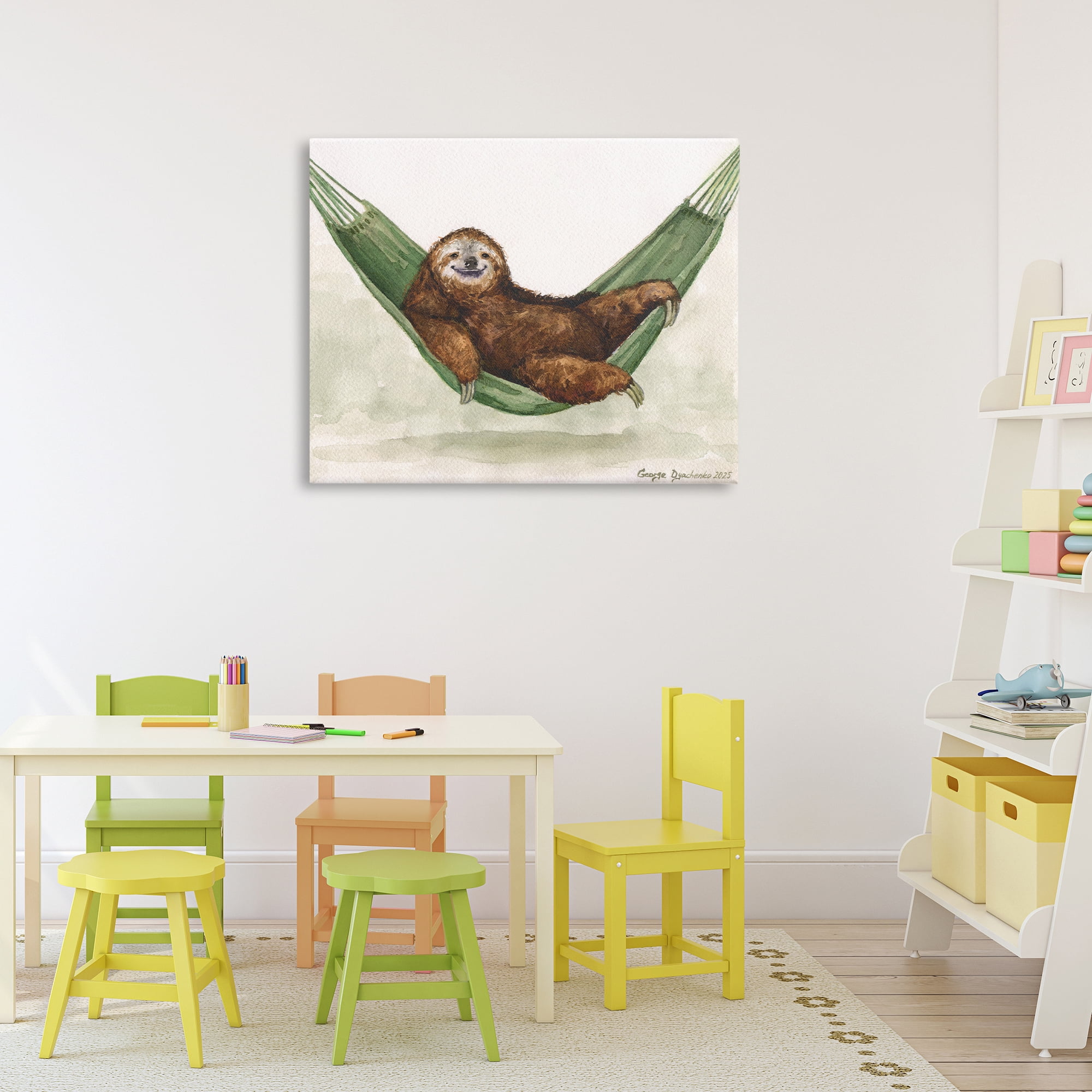Stupell Industries Sloth On The Hammock Canvas Wall Art, design by George Dyachenko