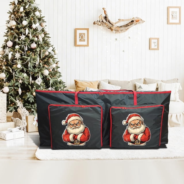 Uuiauoio Christmas Tree Storage Bag,Large Capacity Quilted Cover for Artificial Trees and Garlands, Double Zipper Protective Container for Holiday Decor, Durable Fabric Organizer for Garage and Attic