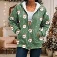 thumbnail image 7 of idosla Zip Up Christmas Hoodie Women Oversized Hoodie Casual Long Sleeve Graphic Jackets with Pockets Zipper Drawstring (Light Green, XXL), 7 of 7