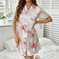 thumbnail image 6 of Xfvqtps Womens Pajama Bridal Bridesmaids Robes Short Sleeve V Neck Open Front Button Flower Print Satin Soft Comfortable Silky Nightwear Pink, 6 of 8