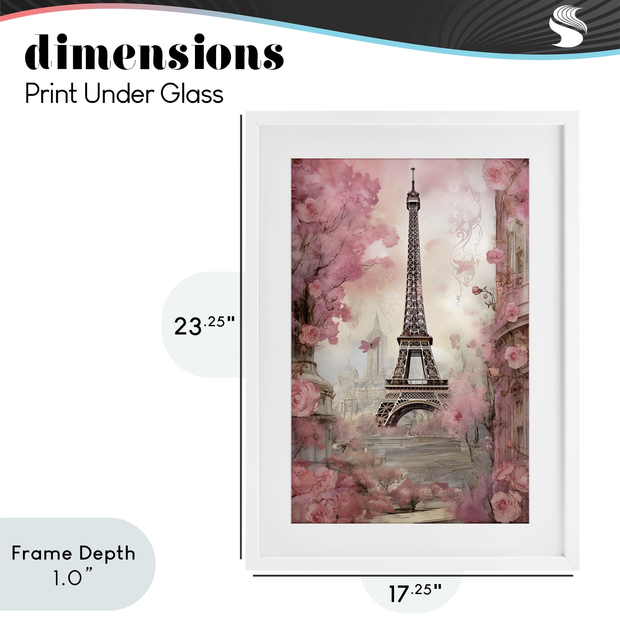 Stupell Industries Paris City View in Bloom White Framed Print Under Glass, design by Creative Studio