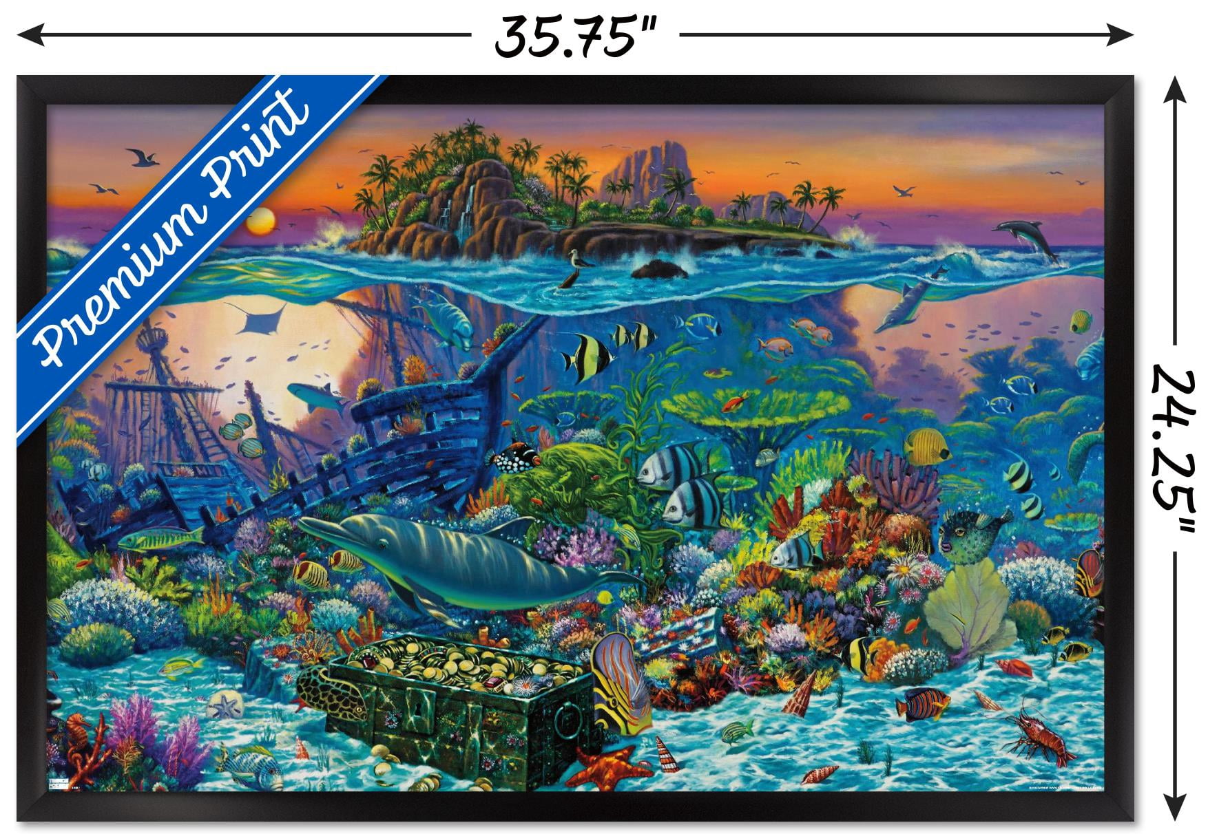 Wil Cormier - Coral Reef Wall Poster, 22.375" x 34", Framed