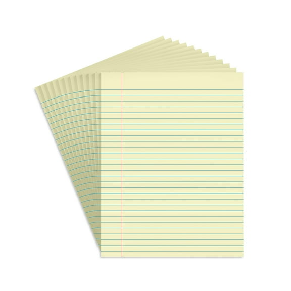 Staples 8-1/2" x 11" Canary Glue-Top Notepad Wide Ruled 12/Pack 154138
