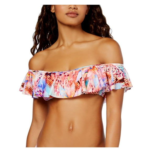 Womens Mermaid Flounce Off-The-Shoulder Bandeau Bikini Swim Top