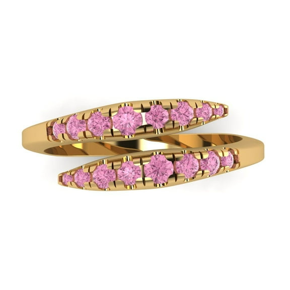 0.235 ctw Wedding Band for Women - 18K Yellow Gold Simulated Pink Diamond Stackable Eternity Ring