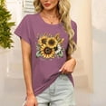 thumbnail image 2 of Women's Casual Short Sleeve T-Shirts Round Neck Cute Sun Flower Tops Basic Summer Tops Trendy Print Blouses, 2 of 6
