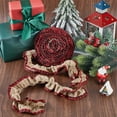 thumbnail image 4 of 2 Rolls 5.47 Yards x 2.76 inch Christmas Tree Burlap Ribbon Xmas Wired Ribbon Cloth Buffalo Plaid Check Wrapping Craft Pleated Ribbon Garland for DIY, 4 of 4