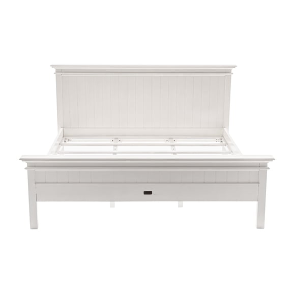 HomeRoots 397614 86.22 in. Panel Bed, Classic White - King Size