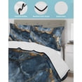 thumbnail image 4 of Navy Blue Marble King Size Down Alternative Comforter, Lightweight Comforter Quilt Bedding Set with Pillow Shams Modern Art Contemporary Yellow All Seasons Bed Comforter Duvet Insert 96"x106", 4 of 7