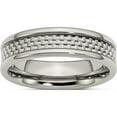 thumbnail image 1 of Stainless Steel Polished With Grey Carbon Fiber Inlay 6mm Band (Size 10.5) Made In China sr260-10.5, 1 of 5