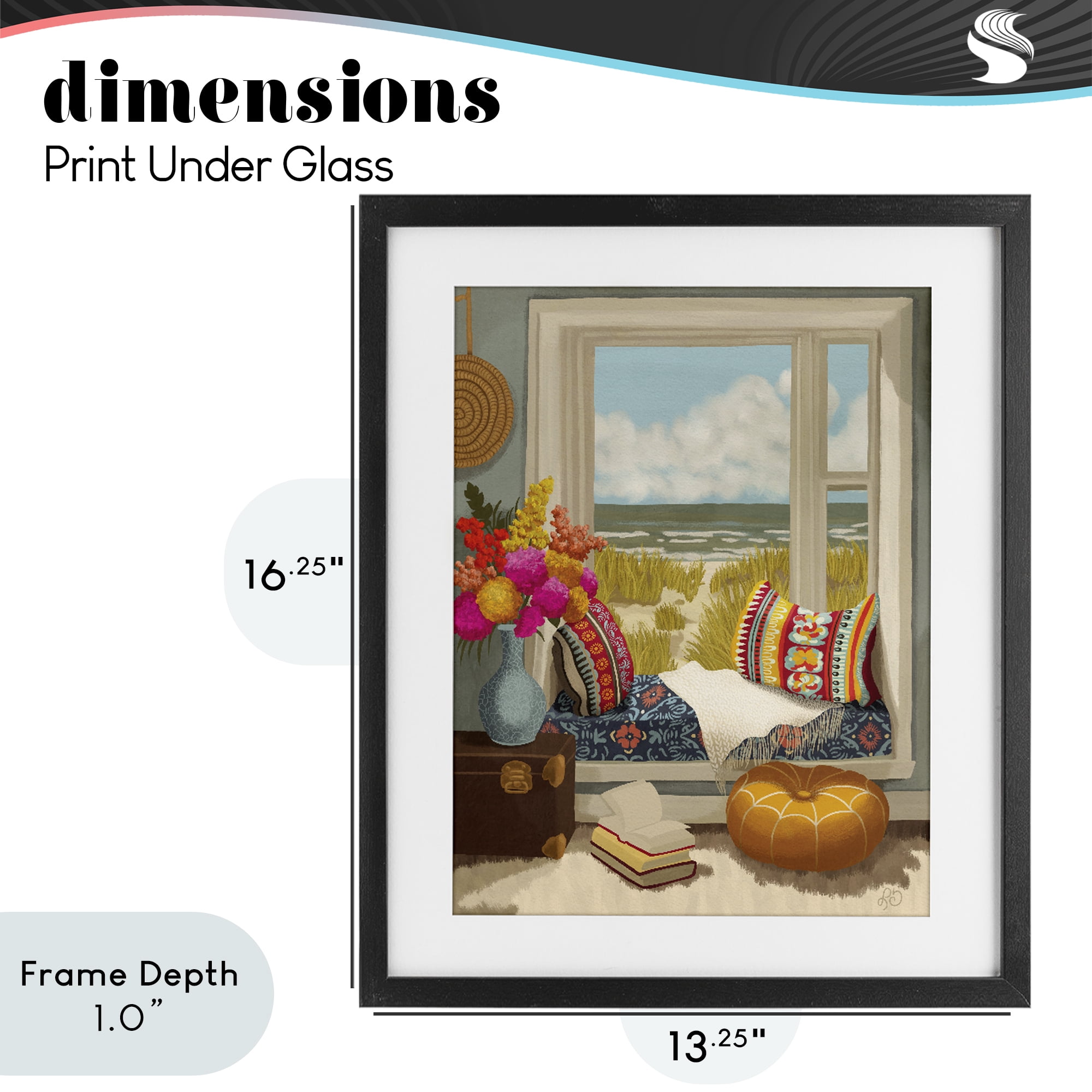 Stupell Industries Coastal Vacation Window Seat Black Framed Print Under Glass, design by Lisa R Dumm