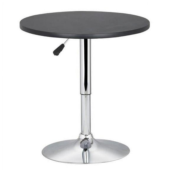 SMILE MART Adjustable Round Pub Table 360° Swivel MDF Tabletop for Bistro Café Home Bar, Full Black