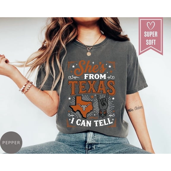 She's From Texas Shirt, Choosin' Texas Lyric Tee, Retro Western Longhorn Shirts, Country Music Tees, Regional Pride Clothes
